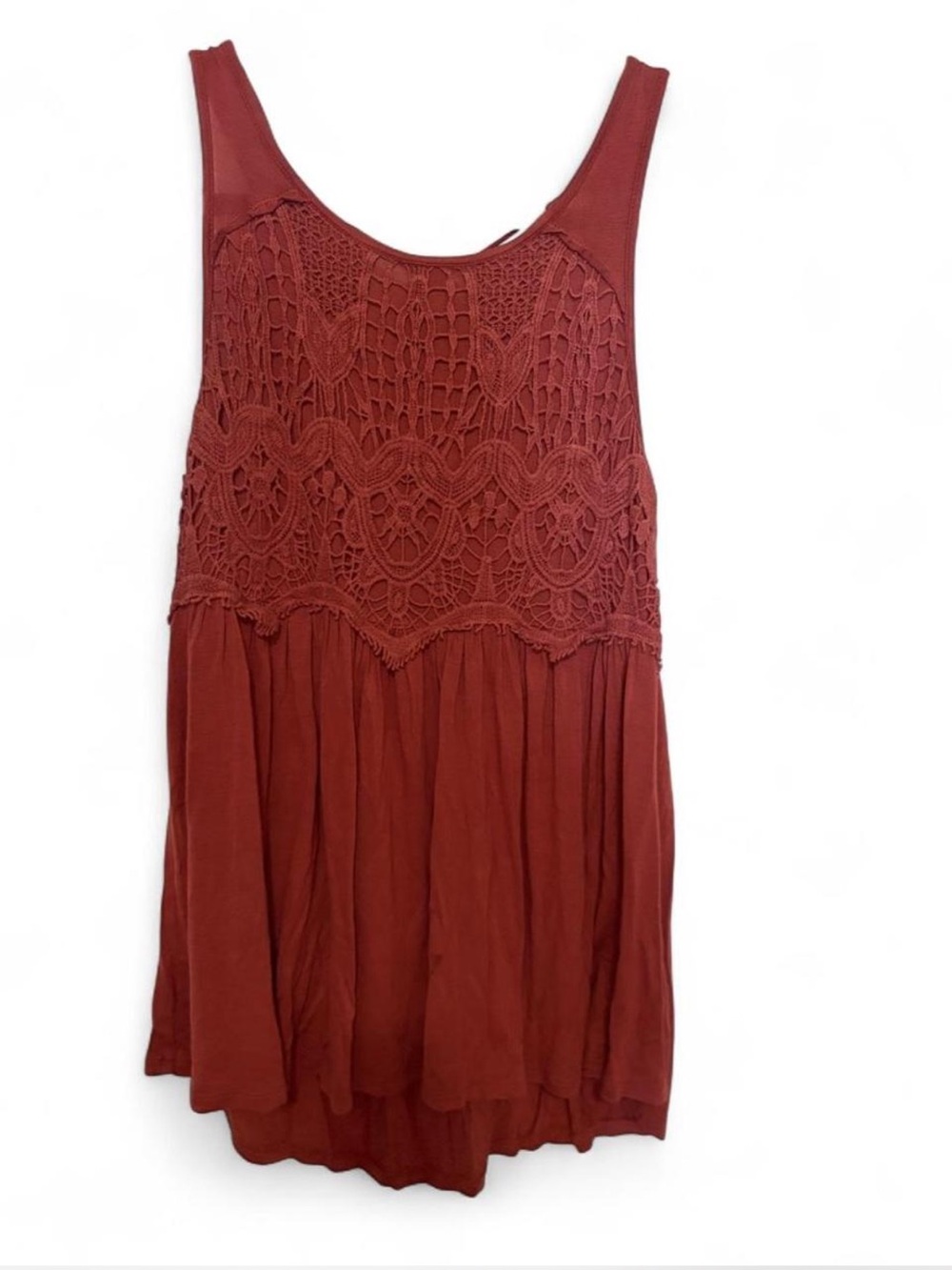 Rust Crochet Lace Bodice Sleeveless Top